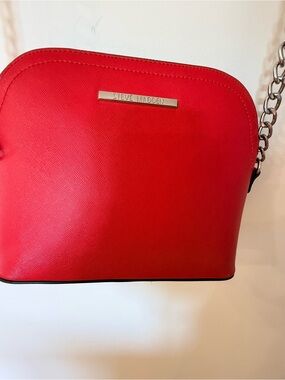 Steve Madden Red Saffiano Crossbody with Silver Chain